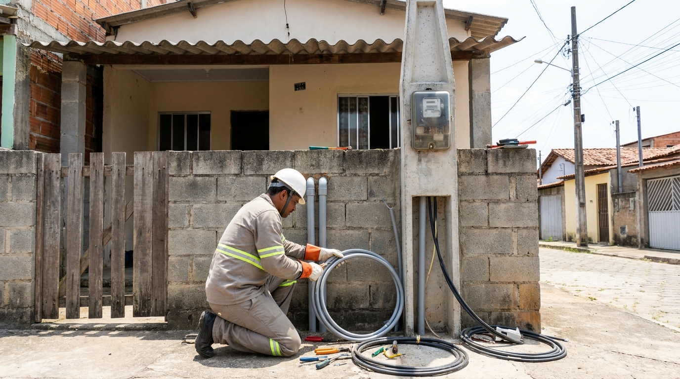 Instalação de Poste Padrão no Castelo Branco, Campina Grande‑PB