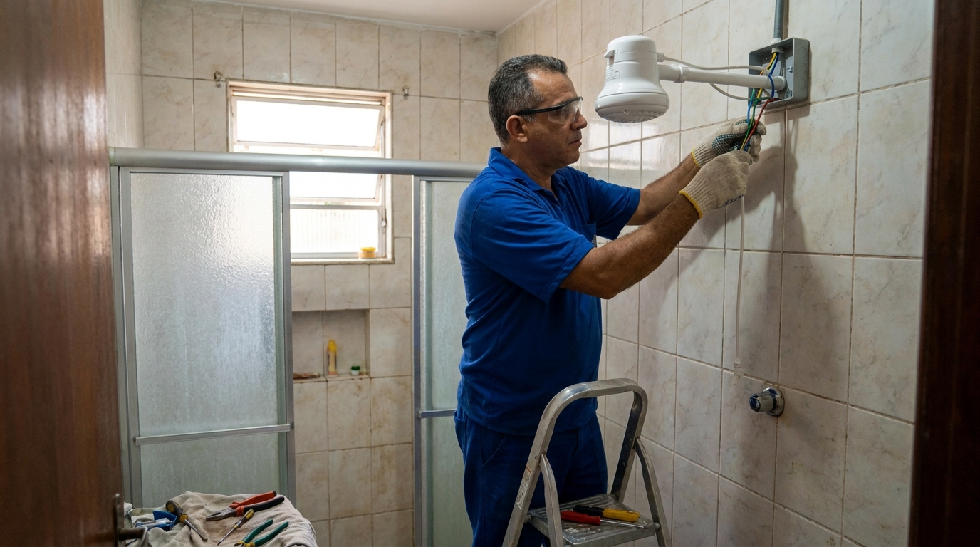Substituição de Chuveiro Antigo no Castelo Branco, Campina Grande‑PB